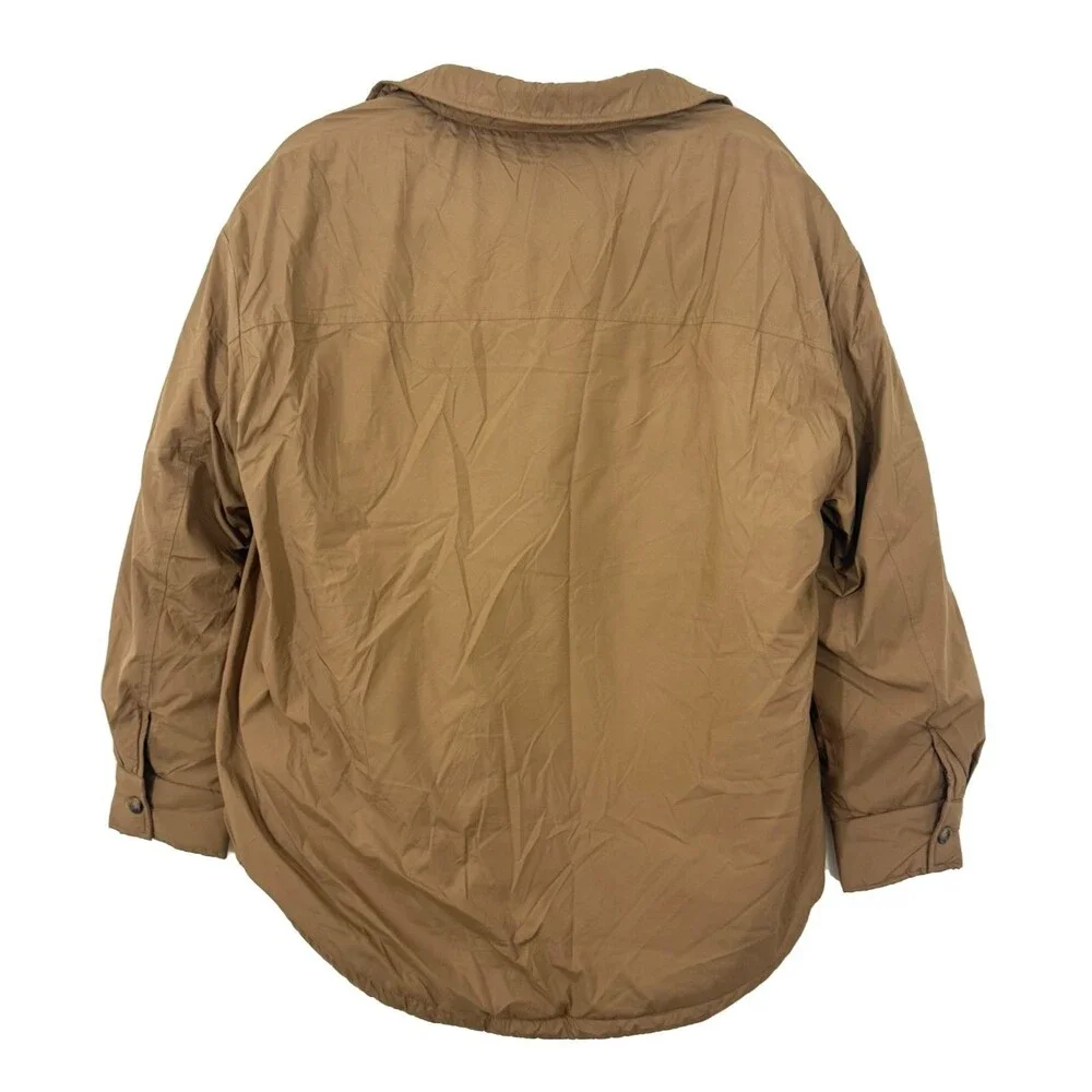HALARA Puffer Jacket M Tan Button-Up Fall/Winter Snow Coat Pockets NEW B72